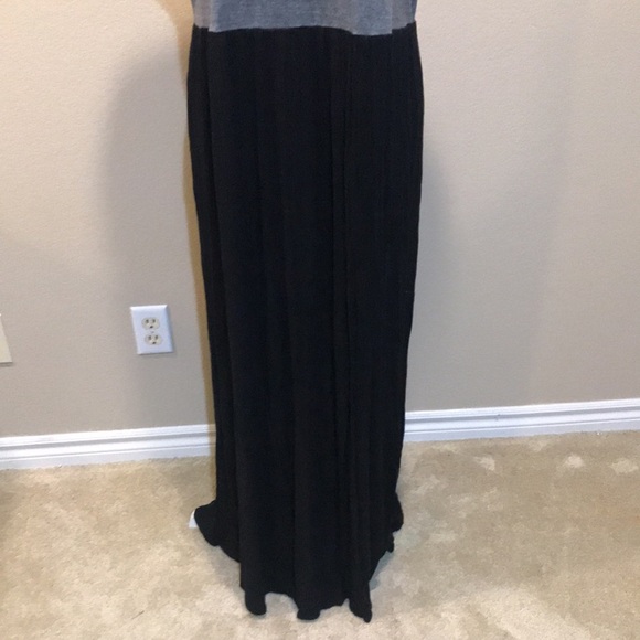 Loft Gray Racerback & Black Gauzy Pleated Skirt Racerback Maxi Dress-XL - Picture 6 of 12